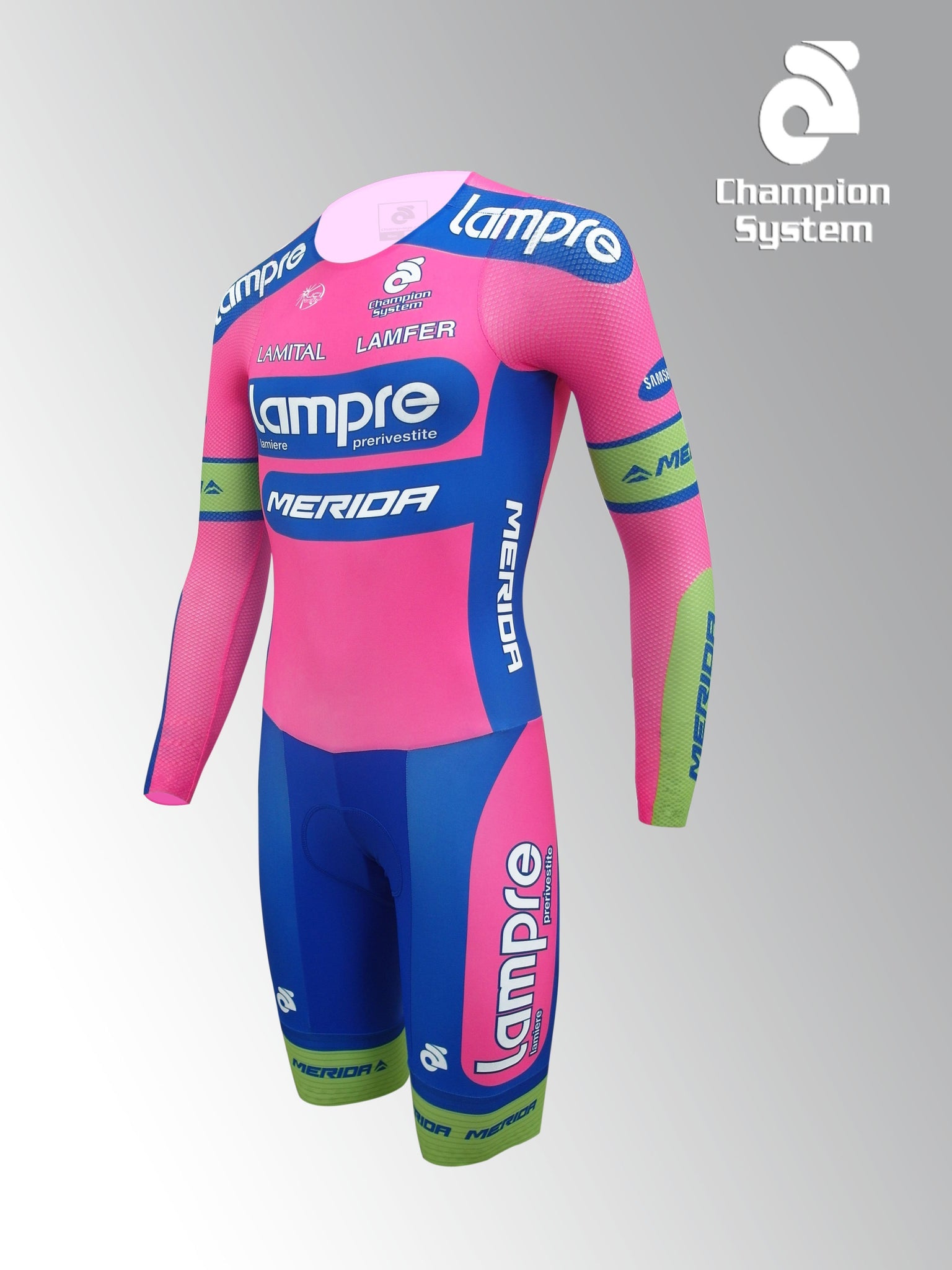 Merida Lampre Jersey Speed Suit-rear Zip-carbon-champion-system